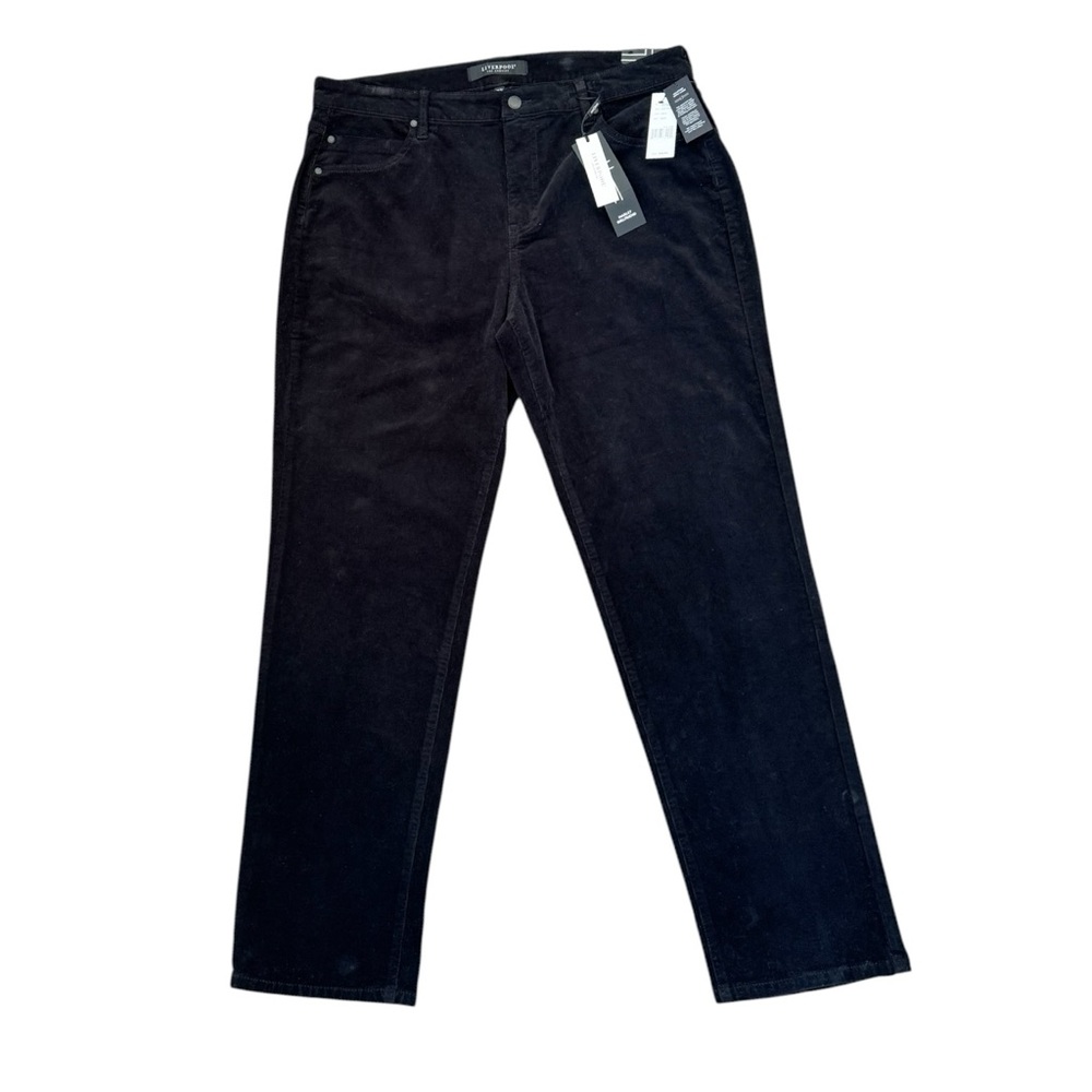 Liverpool Marley Girlfriend Corduroy Black Pants Womens Sz 14/32 Straight